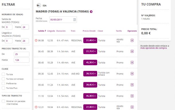 Resultado pesquisa passagens trem Renfe Espanha Resultado pesquisa passagens trem Renfe Espanha