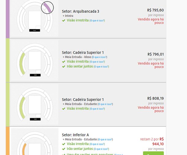 Meia-entrada Viagogo Meia-entrada Viagogo