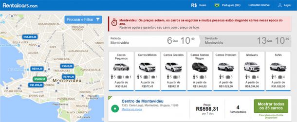 Mapa locadoras de carro em Montevidéu Mapa locadoras de carro em Montevidéu