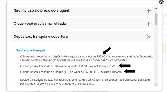 Rentalcars Caução e Franquias Rentalcars Caução e Franquias