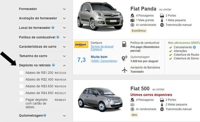 Rentalcars Depósito Bloqueio Caução Cartão de Crédito Rentalcars Depósito Bloqueio Caução Cartão de Crédito