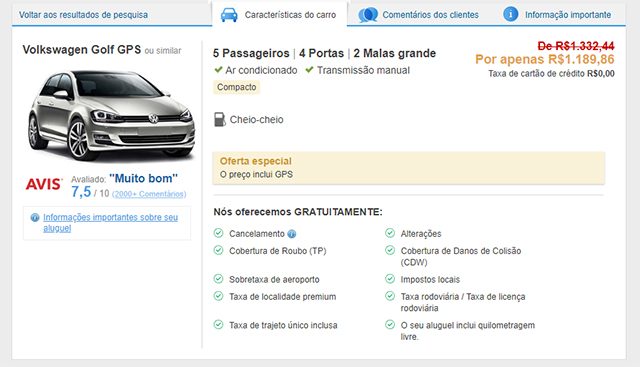 Rentalcars Detalhes do Carro Alugado Rentalcars Detalhes do Carro Alugado