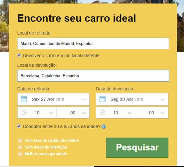 Rentalcars Devolução Outra Cidade Rentalcars Devolução Outra Cidade