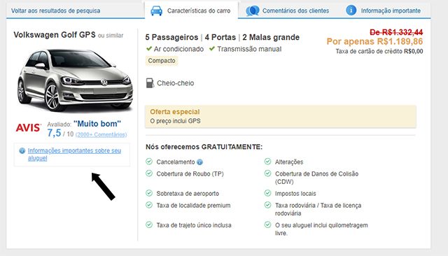 Rentalcars Informações Importantes do seu Aluguel Rentalcars Informações Importantes