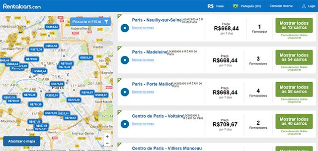Rentalcars Mapa Localização Locadoras de Veículos Rentalcars Mapa Localização Locadoras de Veículos