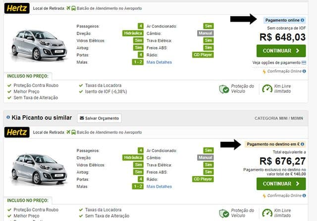 Rentcars Pagamento em Reais sem IOF