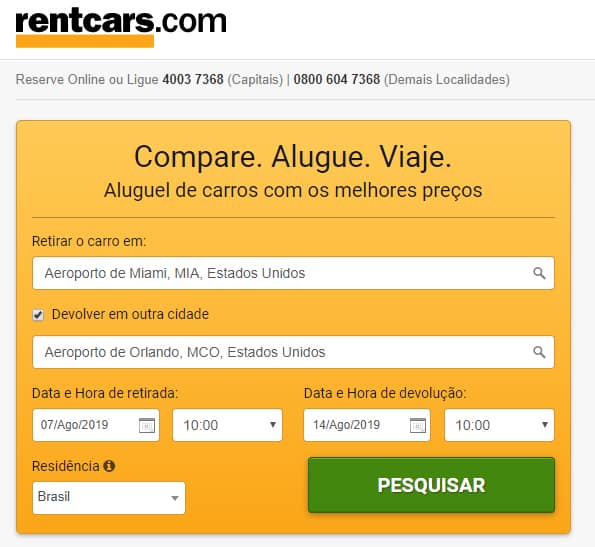 Rentcars Alugar Carro em Miami e Devolver em Orlando Rentcars Alugar Carro em Miami e Devolver em Orlando