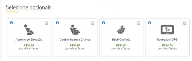 Rentcars Opcionais - Cadeirinha de bebê e crianças Rentcars Opcionais - Cadeirinha de bebê e crianças