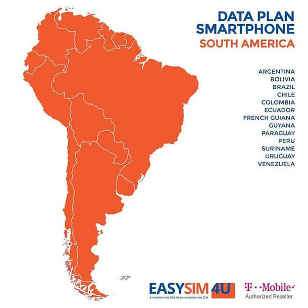 Chip Celular Easysim4u América do Sul, Argentina, Chile, Uruguai Chip Celular Easysim4u América do Sul