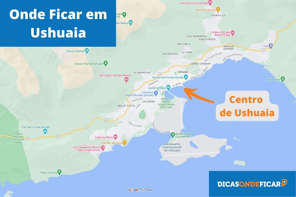 Onde ficar em Ushuaia - Argentina - Mapa das melhores áreas para se hospedar