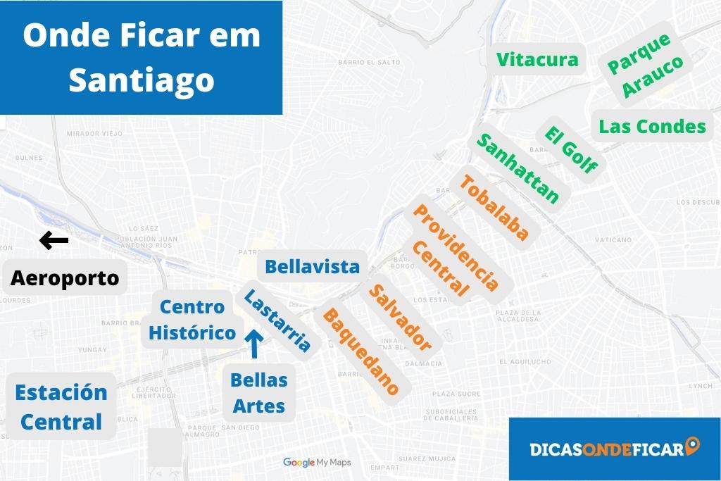 Onde ficar em Santiago - Chile - Mapa dos melhores bairros para se hospedar