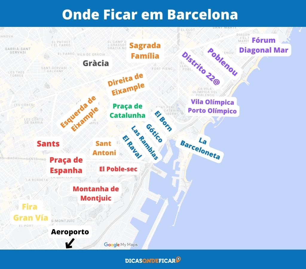 Onde ficar em Barcelona - Espanha - Mapa dos melhores bairros para se hospedar
