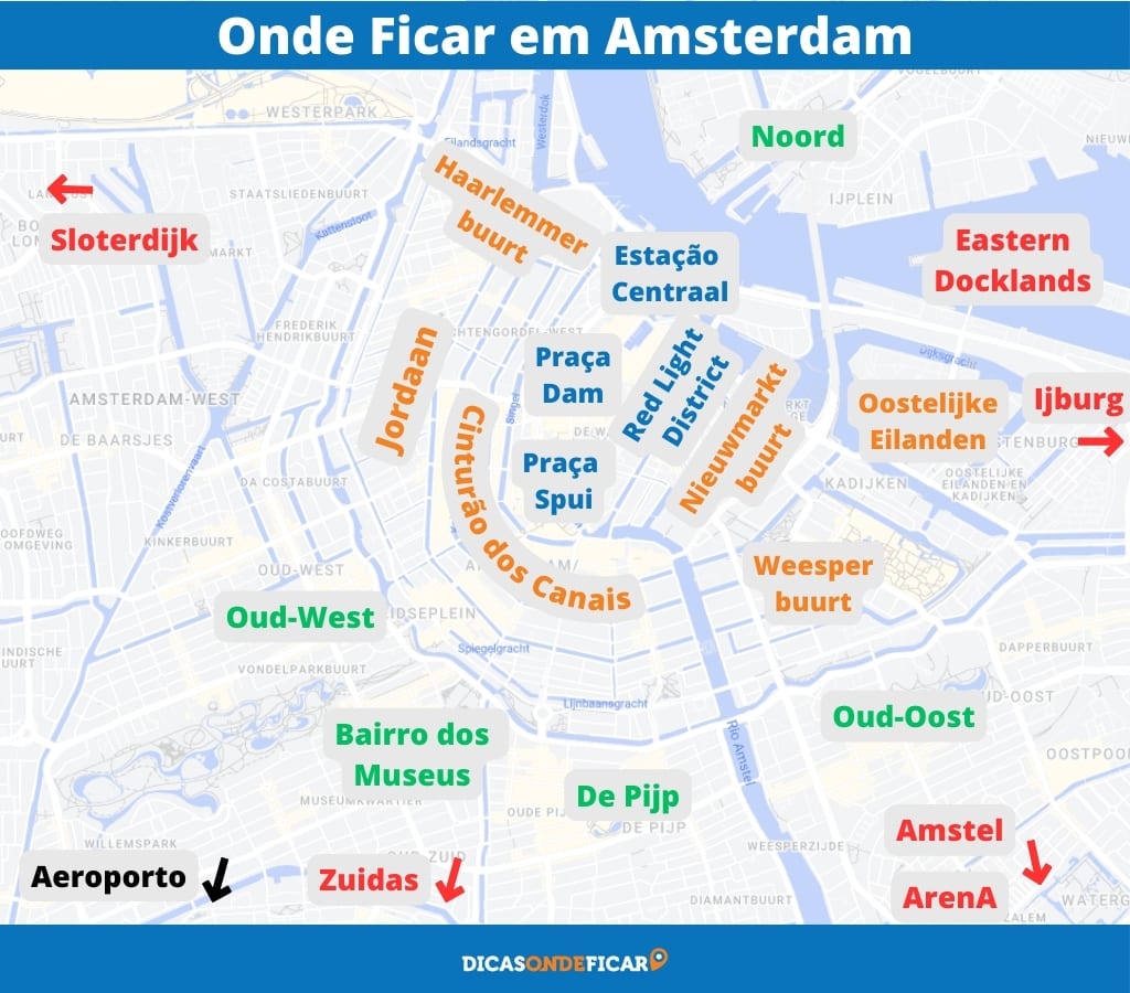 Onde Ficar em Amsterdam Holanda - Mapa dos Melhores Bairros para se Hospedar