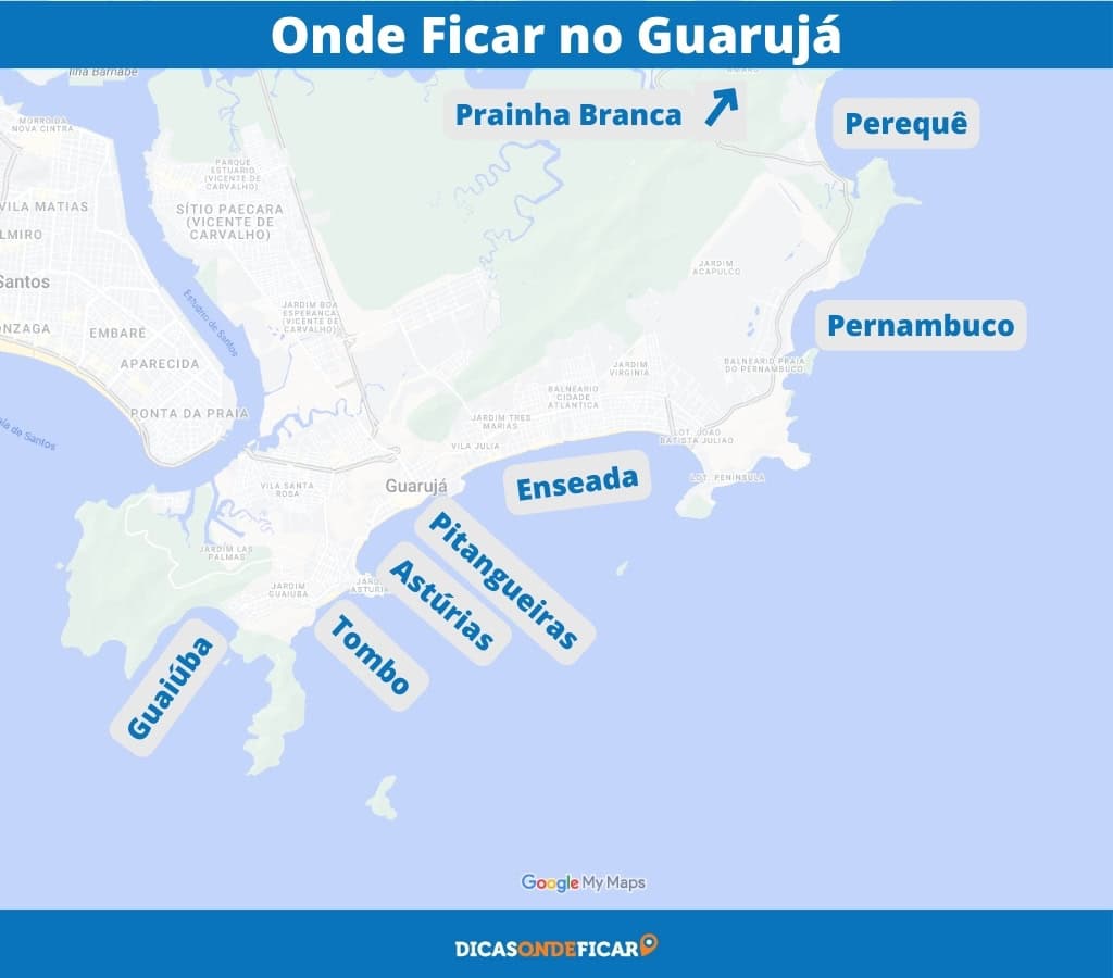Onde Ficar no Guarujá - Mapa com as Melhores Praias para se Hospedar