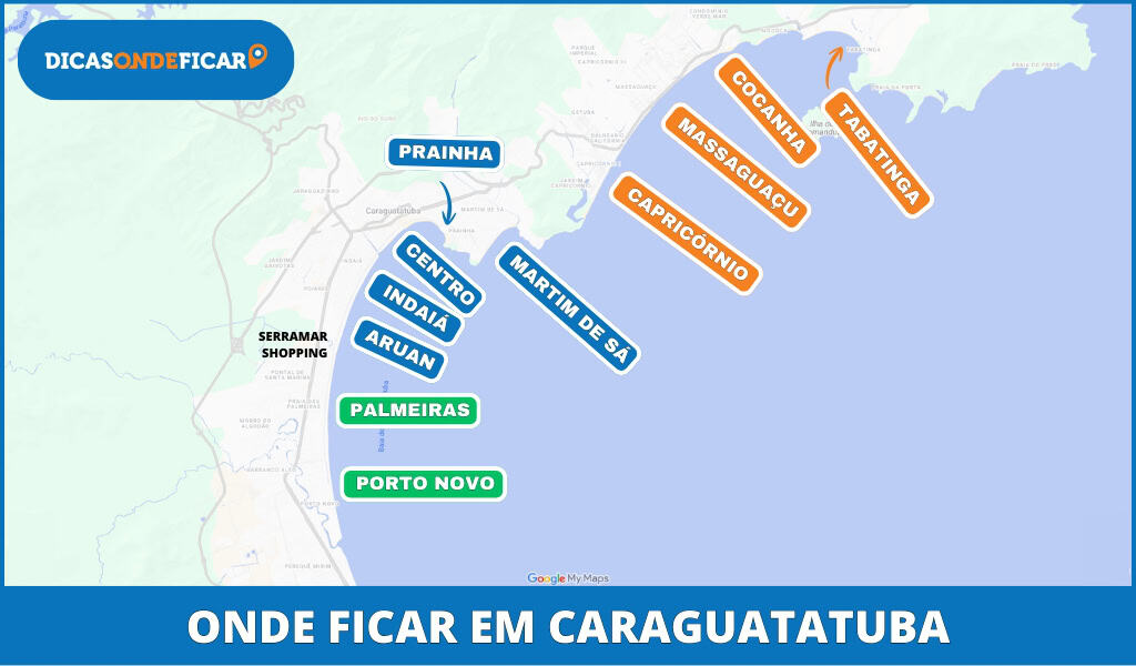 Onde Ficar em Caraguatatuba - Mapa com as Melhores Praias para se Hospedar