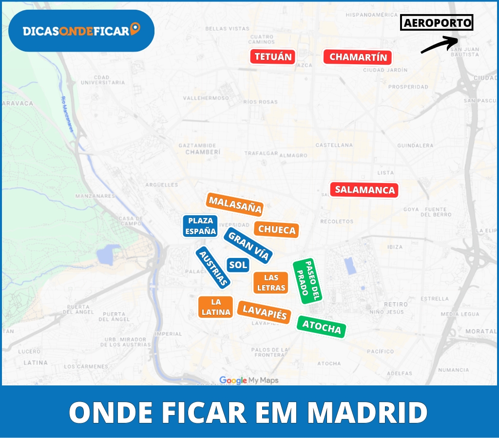 Onde Ficar em Madrid - Mapa Melhores Bairros para se Hospedar Onde Ficar em Madrid - Mapa Melhores Bairros para se Hospedar