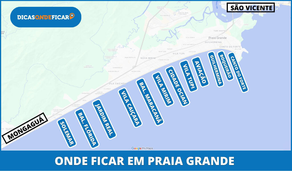 Onde Ficar em Praia Grande - Mapa com as melhores praias para se hospedar Onde Ficar em Praia Grande - Mapa com as melhores praias para se hospedar