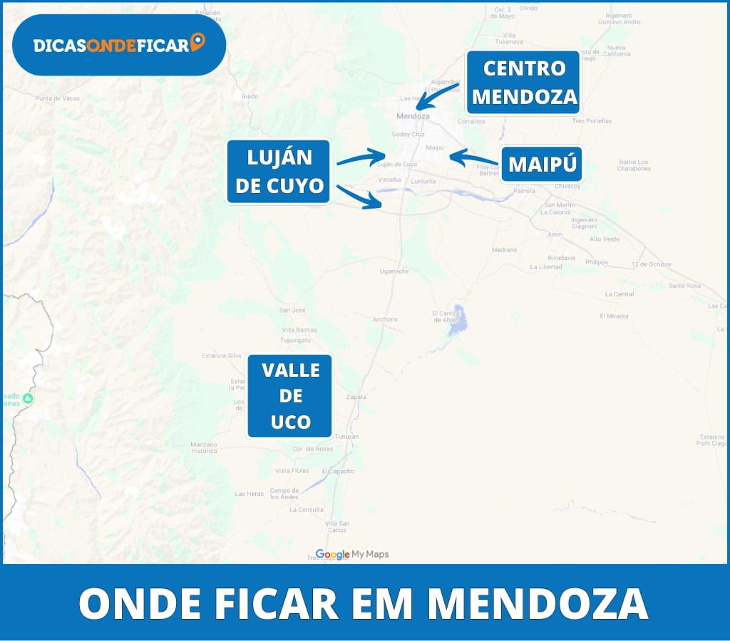 Mapa Onde Ficar em Mendoza - Argentina Mapa Onde Ficar em Mendoza - Argentina